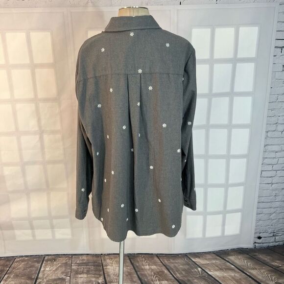 Torrid Taylor Cotton Embroidered daisy Button-Front Shirt size 3x - Picture 6 of 11